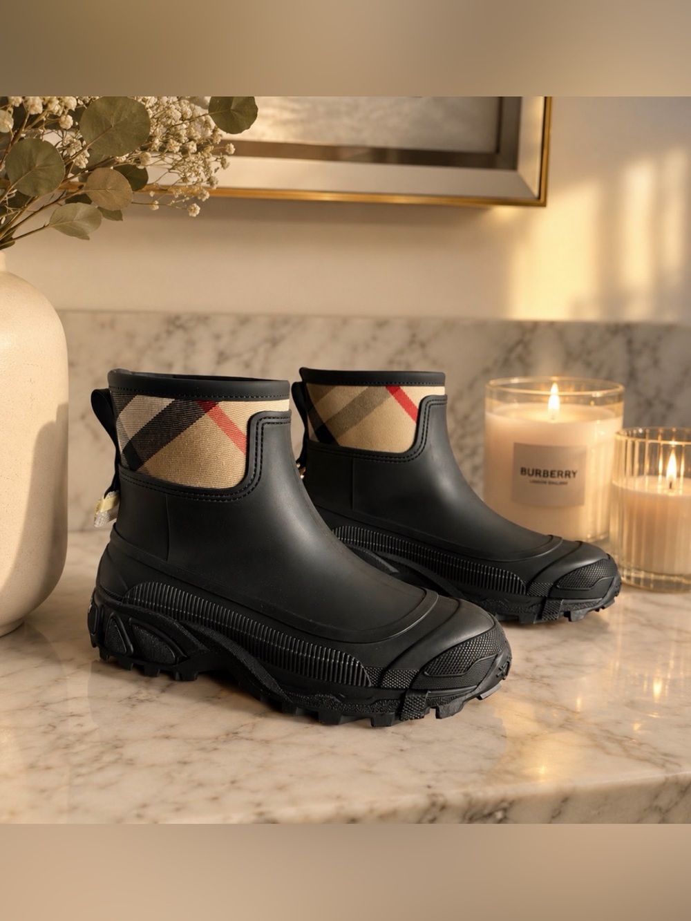 100% Authentic Burberry Ryan Vintage Check Rain Boots ($720) Size 40 Or 10 US